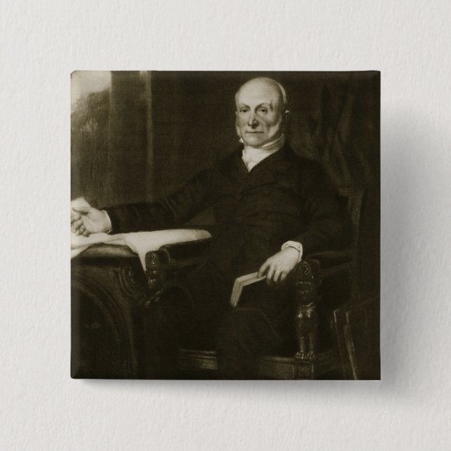 Macaron Carré 5 Cm John Quincy Adams, 6ème président du Sta uni (Devant)