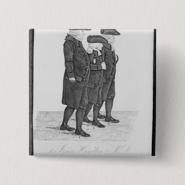 Macaron Carré 5 Cm John Wesley marchant à Edimbourg entre James (Devant)