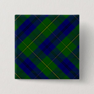 Macaron Carré 5 Cm Johnstone tartan bleu vert plaid
