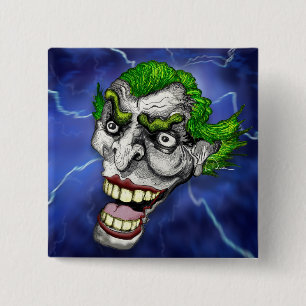 Macaron Carré 5 Cm Joker Jester dans une tempête de foudre par Doug L