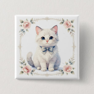 Macaron Carré 5 Cm joli bouton de chaton mignon