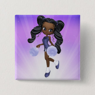 Macaron Carré 5 Cm Joli bouton de pom-pom girl d'Afro-américain