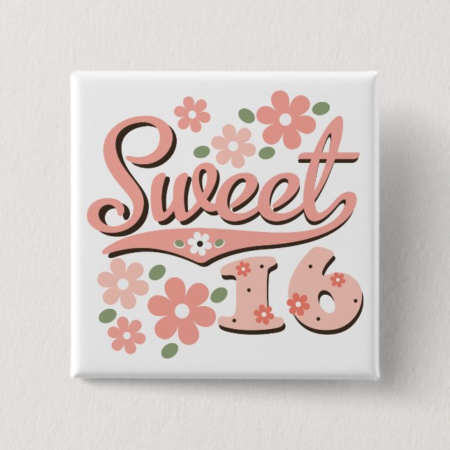 Macaron Carré 5 Cm Joli Pétale Rose Doux 16 Pin (Devant)