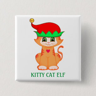 Macaron Carré 5 Cm Joli Petit Chat Elfe de Noël