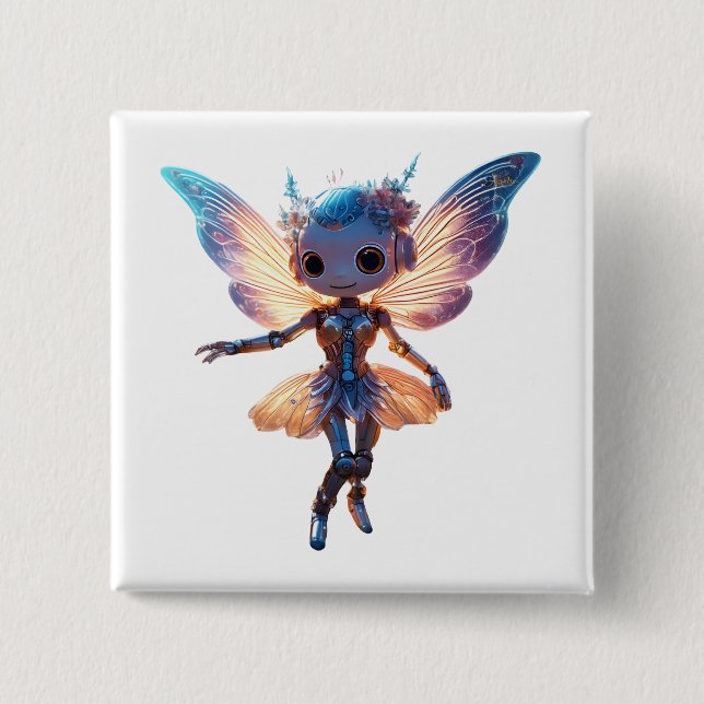Macaron Carré 5 Cm Jolie danseuse robot pixie (Devant)