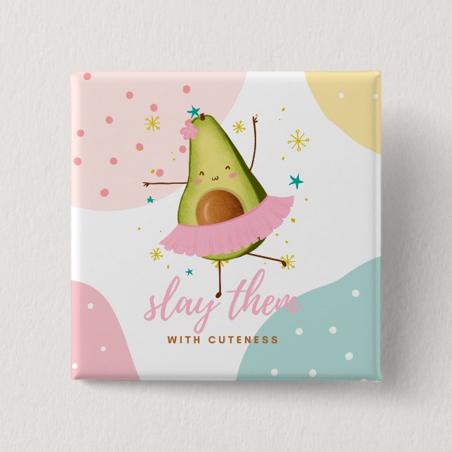 Macaron Carré 5 Cm Jolie Fille Kawaii Avocado Ballerina les arroser (Devant)