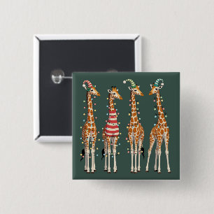 Macaron Carré 5 Cm Jolie girafe de Noël drôle amateur d'animaux pour