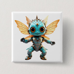 Macaron Carré 5 Cm Jolie Pixie Robot Danseuse Turquoise
