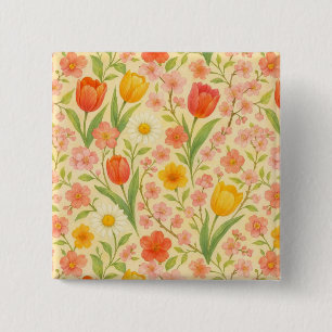 Macaron Carré 5 Cm Jolies fleurs à motifs de Pâques/printemps