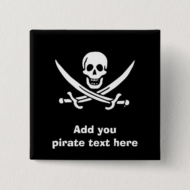 Macaron Carré 5 Cm Jolly roger drapeau de pirate (Devant)