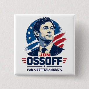 Macaron Carré 5 Cm Jon Ossoff   Pour une Amérique meilleure   Politiq