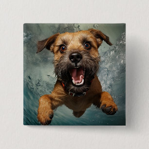 Macaron Carré 5 Cm Jouer Chien nager Design sous-marin