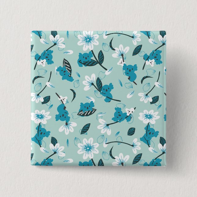 Macaron Carré 5 Cm Jouer Koala Motif mignon animal et l'art nature (Devant)