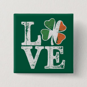 Macaron Carré 5 Cm Jour de la Saint Patrick Love Lucky Shamrock irlan