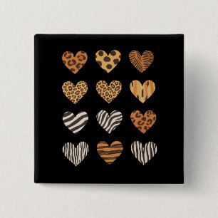 Macaron Carré 5 Cm Jour de la Saint-Valentin Cœur Léopard Mignon 