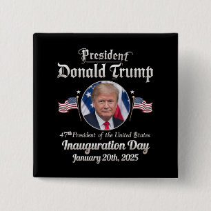 Macaron Carré 5 Cm Jour d'investiture de Trump 2025 47e président des