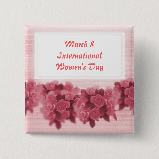 Macaron Carré 5 Cm Journée internationale rose de la femme (Devant)