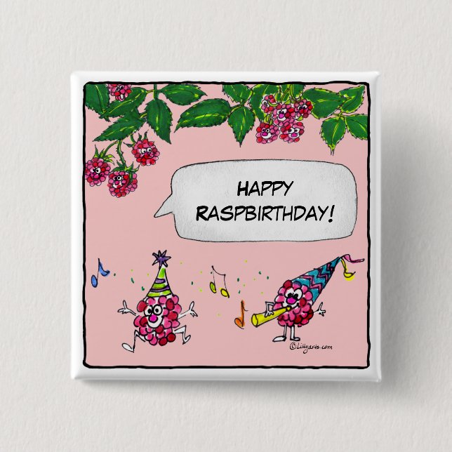 Macaron Carré 5 Cm Joyeuse broche Bouton de Raspanniversaire (Devant)