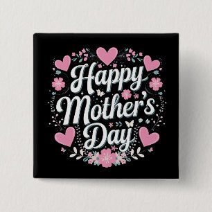 Macaron Carré 5 Cm Joyeuse fête des Mères Maman Mémé Floral Mignon