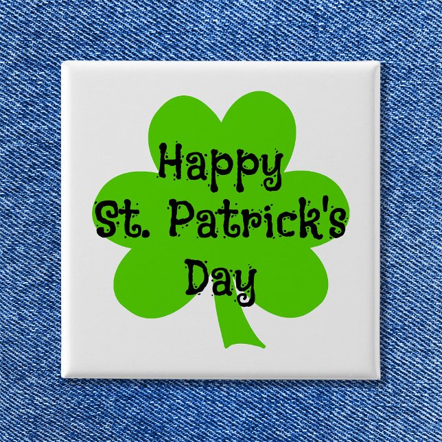 Macaron Carré 5 Cm Joyeuse Saint-Patrick Vert Trèfle (Happy St. Patrick's Day Green Shamrock Button)