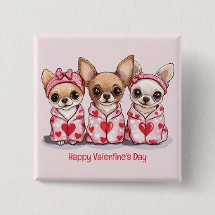 Macaron Carré 5 Cm Joyeuse Saint-Valentin Chiens Chihuahua