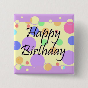 Macaron Carré 5 Cm Joyeux anniversaire