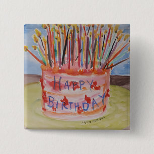 Macaron Carré 5 Cm Joyeux anniversaire