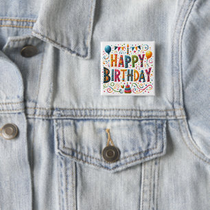 Macaron Carré 5 Cm Joyeux Anniversaire