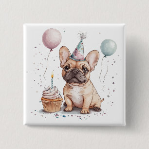 Macaron Carré 5 Cm Joyeux Anniversaire Bouledogue Français