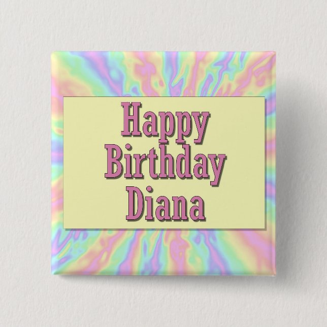 Macaron Carré 5 Cm Joyeux anniversaire Diana (Devant)