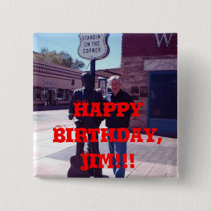 Macaron Carré 5 Cm Joyeux anniversaire, JIM ! ! !