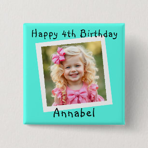 Macaron Carré 5 Cm Joyeux anniversaire photo personnalisée