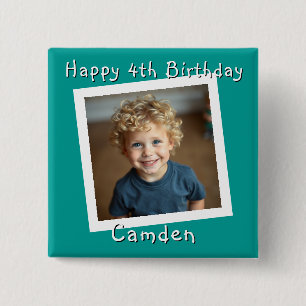 Macaron Carré 5 Cm Joyeux anniversaire photo personnalisée