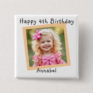 Macaron Carré 5 Cm Joyeux anniversaire photo personnalisée