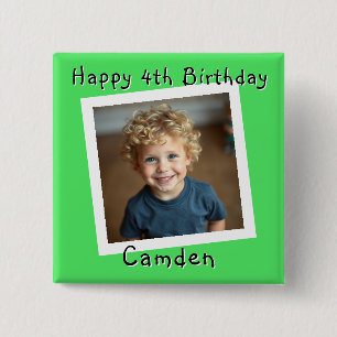 Macaron Carré 5 Cm Joyeux anniversaire photo personnalisée