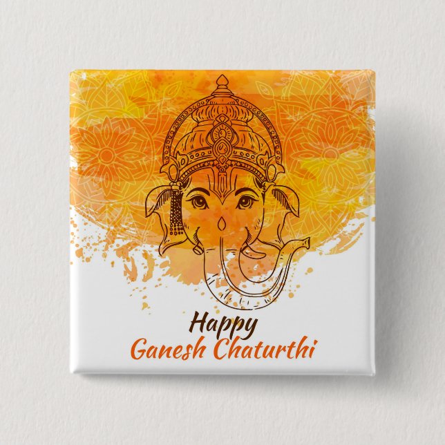 Macaron Carré 5 Cm Joyeux Ganesh Chaturthi (Devant)