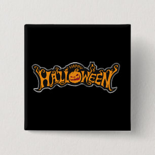 Macaron Carré 5 Cm Joyeux Halloween Citrouille à l'Œil de Rubis Cadre