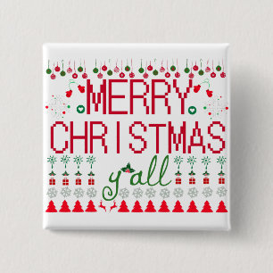 Macaron Carré 5 Cm Joyeux Noël à tous Pull Ugly