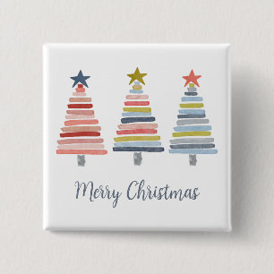 Macaron Carré 5 Cm Joyeux Noël coloré arbres empilés