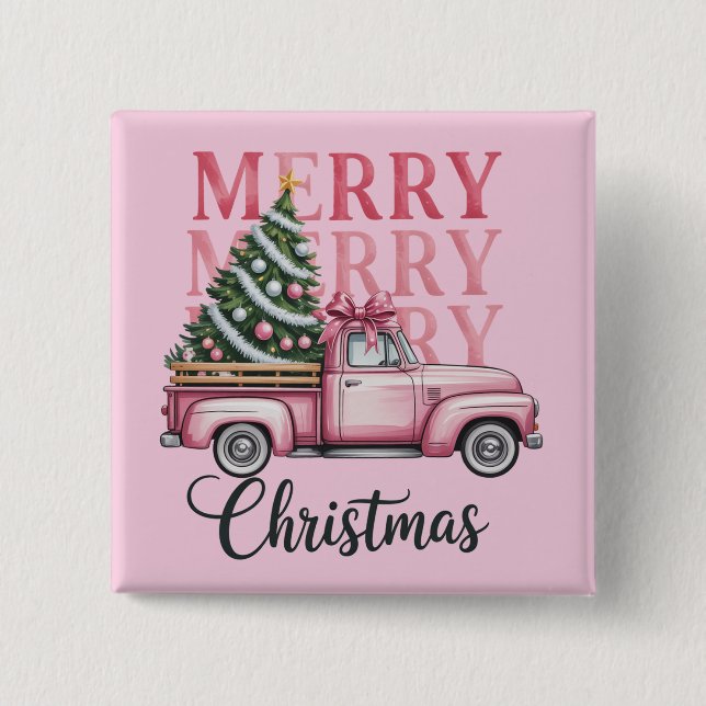 Macaron Carré 5 Cm Joyeux Noël Coquette Bow Noël Fête (Devant)