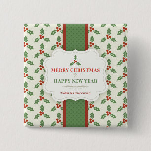 Macaron Carré 5 Cm Joyeux Noël et Bonne Année