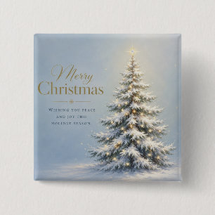 Macaron Carré 5 Cm Joyeux Noël Sapin enneigé
