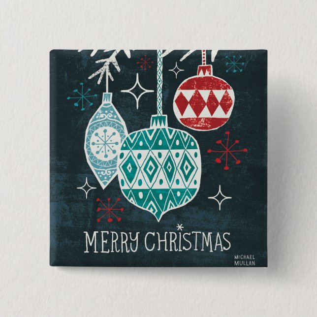 Macaron Carré 5 Cm Joyeux ornements Christmastime (Devant)