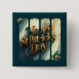 Macaron Carré 5 Cm Joyeux St Patrick's Day Bouton de brosse vertical