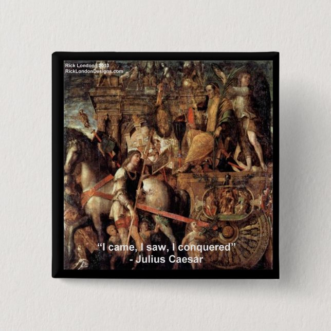 Macaron Carré 5 Cm Julius César "J'ai conquis" Citation Cadeaux & Tee (Devant)