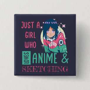 Macaron Carré 5 Cm Juste une fille qui aime l'anime et le dessin