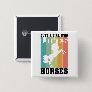 Macaron Carré 5 Cm Juste une fille qui aime les chevaux   Horse Girl