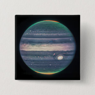 Macaron Carré 5 Cm JWST Image de Jupiter Planet dans le bouton infrar
