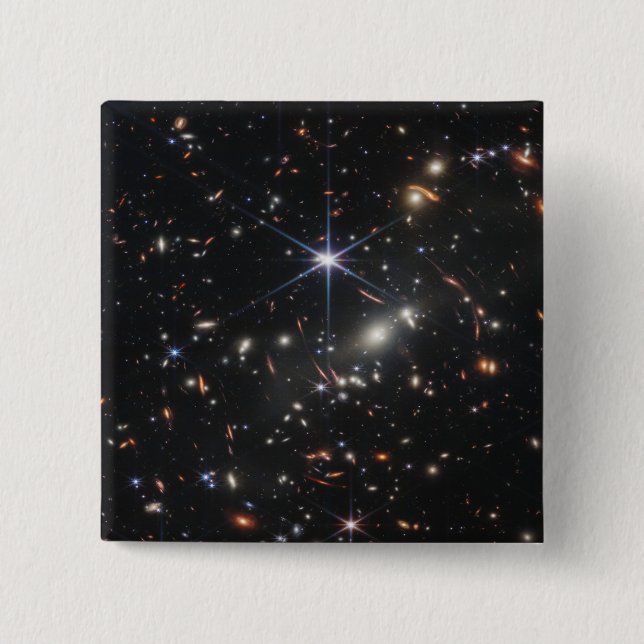 Macaron Carré 5 Cm JWST James Webb Télescope Spatial Premières images (Devant)