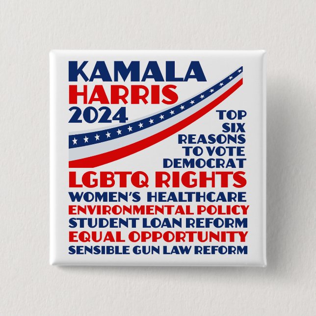 Macaron Carré 5 Cm Kamala Harris 2024 Election Democrat Platform (Devant)
